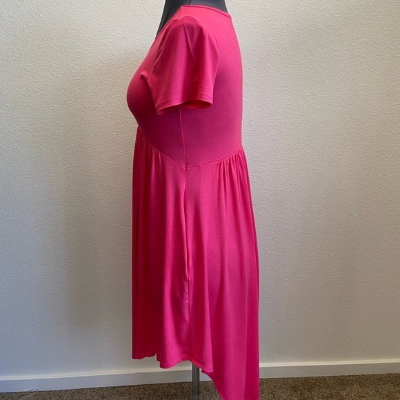 BasicUSA Daily Wear Hi-Low Swing-T Pockets Dress Womens Small Pink Dress - Picture 7 of 10